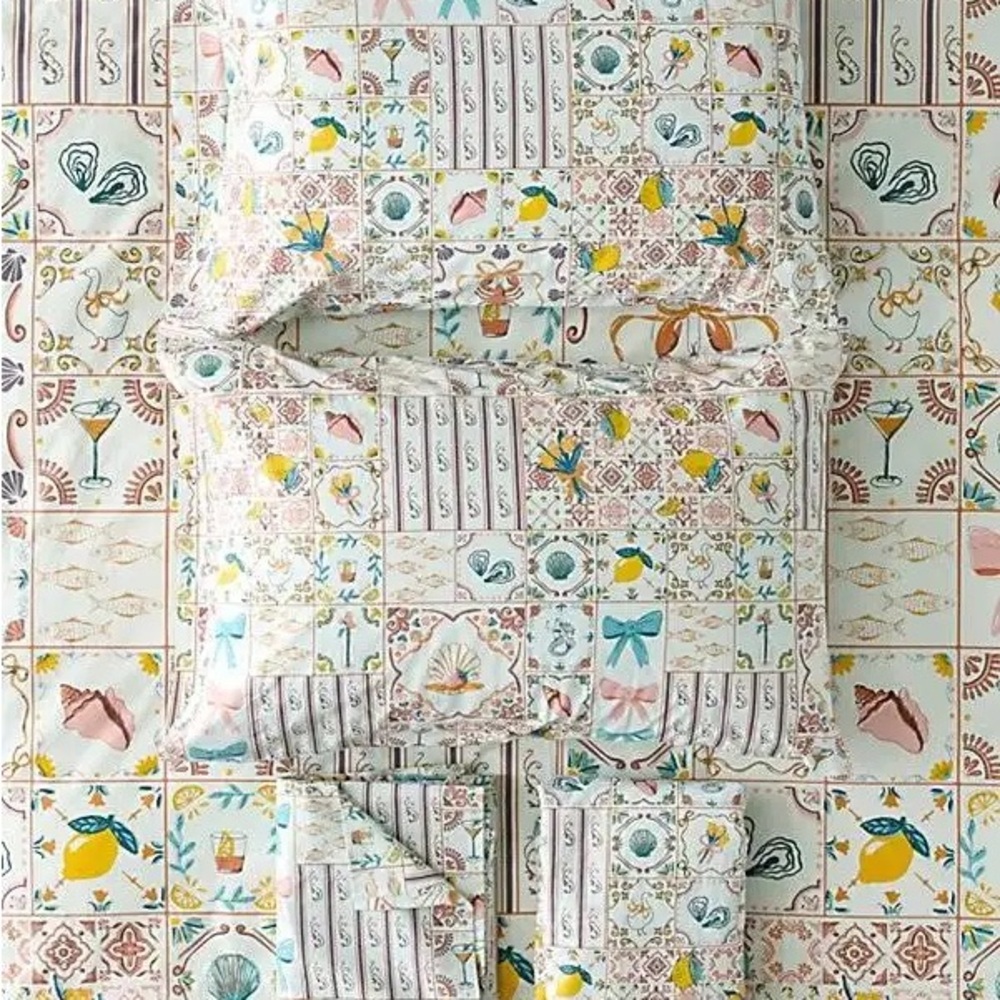 Porto Tile Patterned Sheet Set - Picture 1 of 6